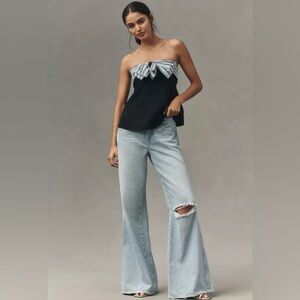 Maeve Strapless Bow Navy Swing Top XS NWT Anthropologie